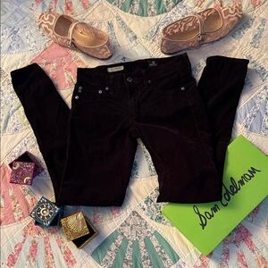 Ag Adriano Goldschmied The Jegging 26 R Black Corduroy Skinny Fit 26R